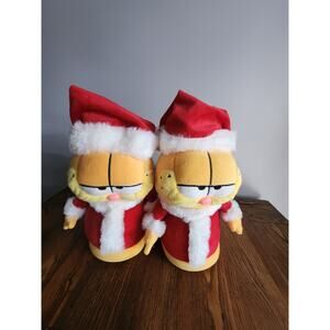HTF American Eagle Garfield Christmas Santa Slippers Sz M/L Excellent Condition